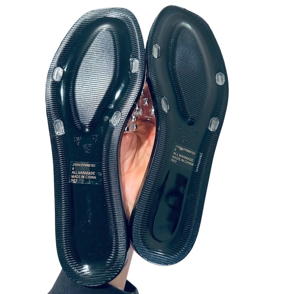 New! Steve Madden Jynn Black Jelly Slide Studs Jeweled Size 9 - Picture 2 of 9